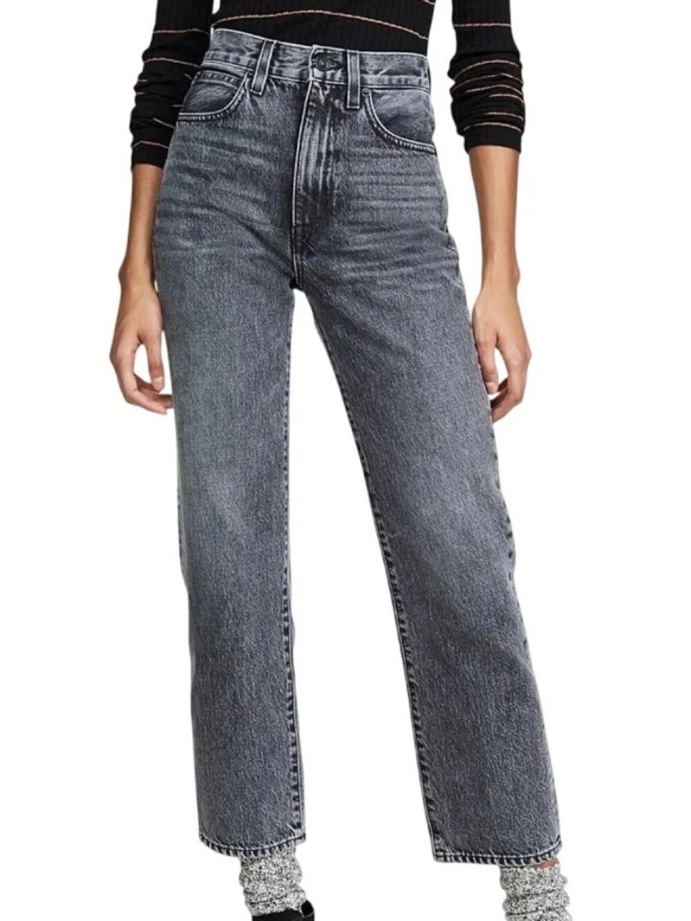 SLVRLAKE LONDON SIZE 27 BLACK GREY STRAIGHT JEANS